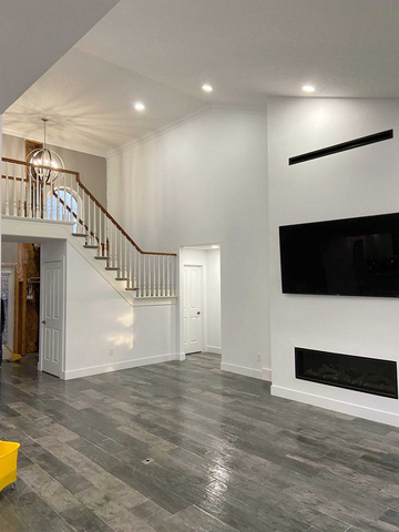 Interiors. A modern home interior design and renovation, drywall, flooring, doors, stairs, painting and more. A London Ontario home renovation project by Brothers Construction 3